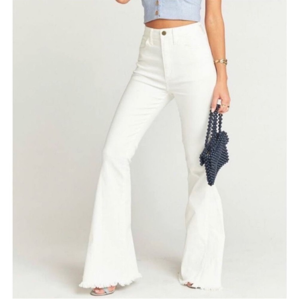 Mumu Blue By Show Me Your Mumu Pearly White Berkeley Bell Flare Jeans Size 28
